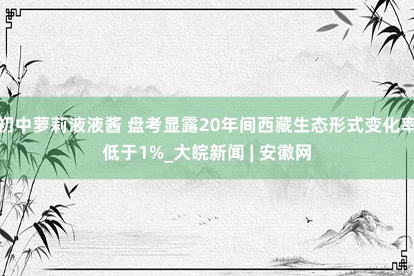 初中萝莉液液酱 盘考显露20年间西藏生态形式变化率低于1%_大皖新闻 | 安徽网