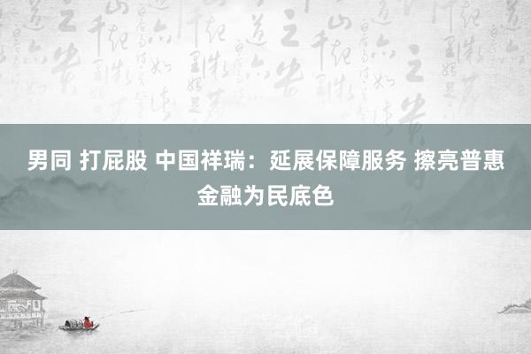 男同 打屁股 中国祥瑞：延展保障服务 擦亮普惠金融为民底色